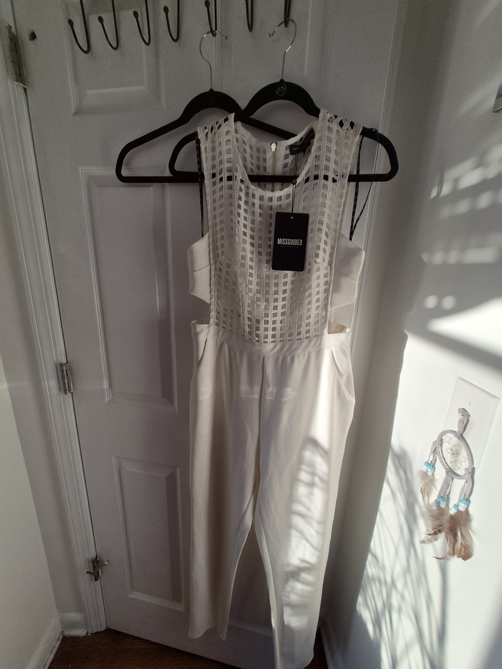 Missguided X Carli Bybel White Sleeveless Lattice Bodice Jumpsuit